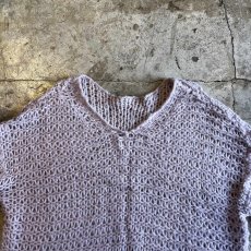 画像8: PALE TONE COLOR V NECK DESIGN LOWGAUGE KNIT TOPS / Ladies L (8)