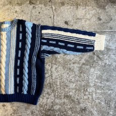 画像7: 3 COLOR MIX PATTERN DESIGN ALAN KNIT SWEATER / Ladies M (7)