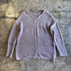 画像1: PALE TONE COLOR V NECK DESIGN LOWGAUGE KNIT TOPS / Ladies L (1)