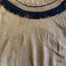 画像5: POINT FRINGE DESIGN LEAF PATTERN KNIT SWEATER / Ladies M  (5)