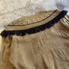 画像10: POINT FRINGE DESIGN LEAF PATTERN KNIT SWEATER / Ladies M  (10)