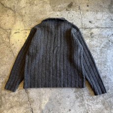 画像2: GREY COLOR V NECK DESIGN RIB KNIT SWEATER / Ladies L (2)