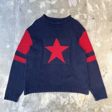 画像1: BICOLOR ONE STAR PATTERN KNIT SWEATER / Mens L (1)