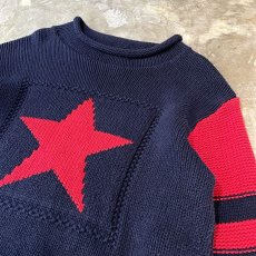 画像4: BICOLOR ONE STAR PATTERN KNIT SWEATER / Mens L (4)