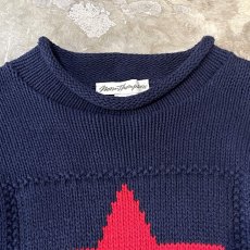 画像10: BICOLOR ONE STAR PATTERN KNIT SWEATER / Mens L (10)