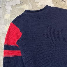 画像9: BICOLOR ONE STAR PATTERN KNIT SWEATER / Mens L (9)