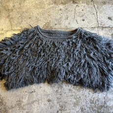 画像4: LOOP FRINGE LONG SLEEVE DESIGN SHORT KNIT SWEATER  / Ladies L (4)