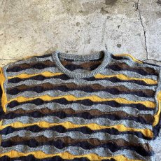 画像8: MULTI BORDER COLOR EMBOSS DESIGN KNIT SWEATER / Ladies M (8)