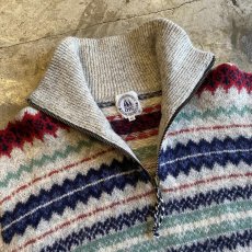 画像5: COLOR MULTI BORDER PATTERN HALF ZIP KNIT SWEATER / Ladies L  (5)