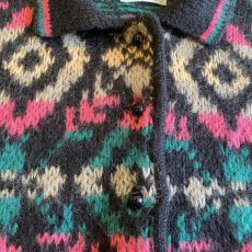 画像9: ALL OVER PATTERN DESIGN POLO KNIT SWEATER / Ladies L / MADE IN ITALY (9)