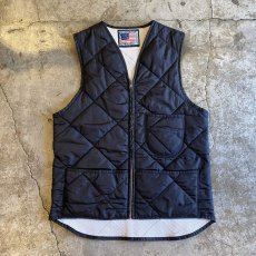 画像1: QUILTING DESIGN BLACK COLOR LINER VEST / Ladies M / MADE IN USA (1)