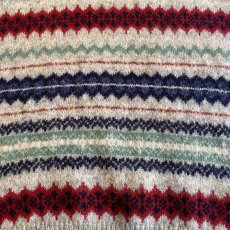 画像10: COLOR MULTI BORDER PATTERN HALF ZIP KNIT SWEATER / Ladies L  (10)