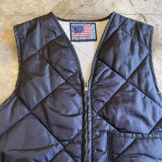 画像4: QUILTING DESIGN BLACK COLOR LINER VEST / Ladies M / MADE IN USA (4)