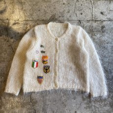 画像1: OLD PATCH MOHAIR DESIGN KNIT CARDIGAN / Ladies M (1)