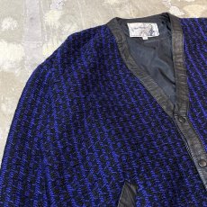 画像3: REAL LEATHER × KNIT SWITCHED COLOR PATTERN CARDIGAN / Mens XL (3)