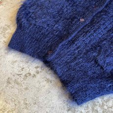 画像4: NAVY COLOR VOLUME SLEEVE DESIGN KNIT MOHAIR CARDIGAN / Ladies L (4)