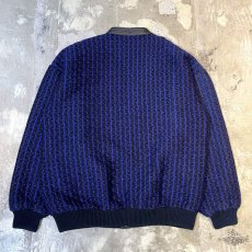 画像2: REAL LEATHER × KNIT SWITCHED COLOR PATTERN CARDIGAN / Mens XL (2)