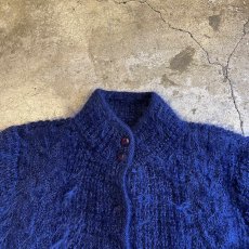 画像8: NAVY COLOR VOLUME SLEEVE DESIGN KNIT MOHAIR CARDIGAN / Ladies L (8)