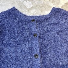 画像10: PURPLE NO COLLAR KNIT CARDIGAN / Mens XL (10)