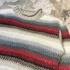 画像4: MULTI BORDER PATTERN ROLL NECK KNIT SWEATER / Mens XL (4)