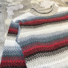 画像3: MULTI BORDER PATTERN ROLL NECK KNIT SWEATER / Mens XL (3)