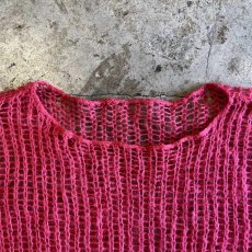 画像9: PINK COLOR MESH DESIGN LOWGAUGE KNIT TOPS / Ladies L (9)