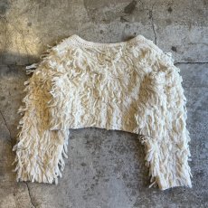 画像2: ALL OVER LOOP FRINGE LINE DESIGN KNIT CARDIGAN / Ladies M (2)