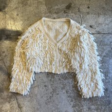 画像1: ALL OVER LOOP FRINGE LINE DESIGN KNIT CARDIGAN / Ladies M (1)