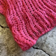 画像3: PINK COLOR MESH DESIGN LOWGAUGE KNIT TOPS / Ladies L (3)