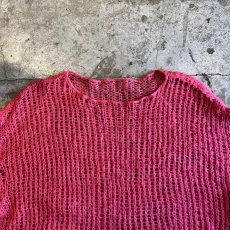 画像8: PINK COLOR MESH DESIGN LOWGAUGE KNIT TOPS / Ladies L (8)