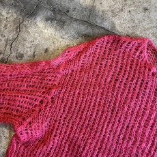 画像10: PINK COLOR MESH DESIGN LOWGAUGE KNIT TOPS / Ladies L (10)