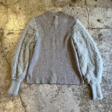 画像1: RIB×SHAGGY VOLUME SLEEVE DESIGN KNIT L/S TOPS / Ladies M (1)