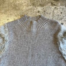 画像8: RIB×SHAGGY VOLUME SLEEVE DESIGN KNIT L/S TOPS / Ladies M (8)