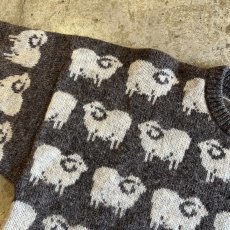 画像9: ALL OVER SHEEP PATTERN DESIGN KNIT SWEATER / Ladies L / MADE NEW ZEALAND (9)