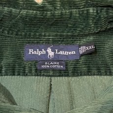 画像10: 【RALPH LAUREN】BEAR EMBROIDERY GREEN CORDUROY L/S SHIRT / Mens XXL (10)