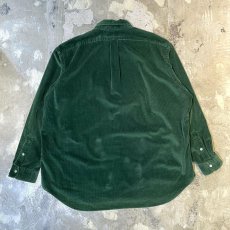 画像2: 【RALPH LAUREN】BEAR EMBROIDERY GREEN CORDUROY L/S SHIRT / Mens XXL (2)