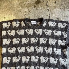 画像8: ALL OVER SHEEP PATTERN DESIGN KNIT SWEATER / Ladies L / MADE NEW ZEALAND (8)