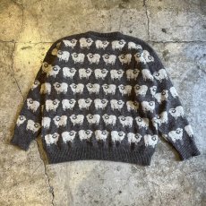 画像2: ALL OVER SHEEP PATTERN DESIGN KNIT SWEATER / Ladies L / MADE NEW ZEALAND (2)