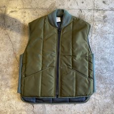 画像1: KHAKI COLOR DESIGN QUILTING ZIP UP VEST / Ladies L / MADE IN USA (1)