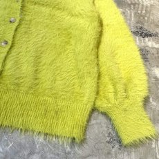 画像6: YELLOW GREEN COLOR SHAGGY KNIT CARDIGAN/ Mens L (6)