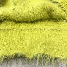 画像8: YELLOW GREEN COLOR SHAGGY KNIT CARDIGAN/ Mens L (8)