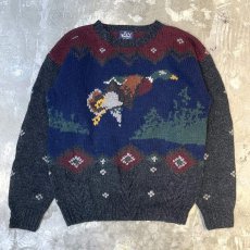 画像1: 【WOOLRICH】FRONT DUCK GRAPHIC PATTERN KNIT SWEATER / Mens XL (1)