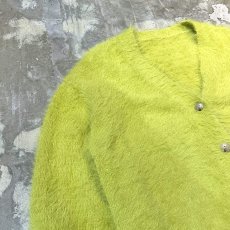 画像3: YELLOW GREEN COLOR SHAGGY KNIT CARDIGAN/ Mens L (3)