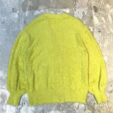 画像2: YELLOW GREEN COLOR SHAGGY KNIT CARDIGAN/ Mens L (2)