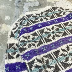 画像9: ALL OVER PATTERN WOOL HANDKNIT SWEATER / Mens XL (9)