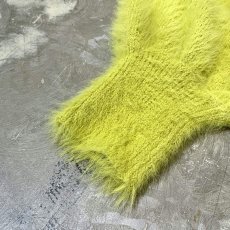 画像7: YELLOW GREEN COLOR SHAGGY KNIT CARDIGAN/ Mens L (7)