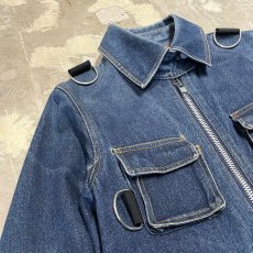 画像3: KNIT SWITCHED MULTI POCKET ZIP UP DENIM JACKET / Mens S (3)