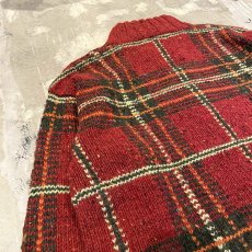 画像9: 【RALPH LAUREN】CHECK PATTERN HALF ZIP WOOL HANDKNIT SWEATER / Mens S(L) (9)