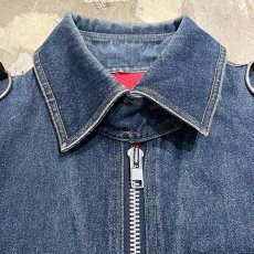 画像10: KNIT SWITCHED MULTI POCKET ZIP UP DENIM JACKET / Mens S (10)