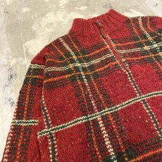 画像3: 【RALPH LAUREN】CHECK PATTERN HALF ZIP WOOL HANDKNIT SWEATER / Mens S(L) (3)